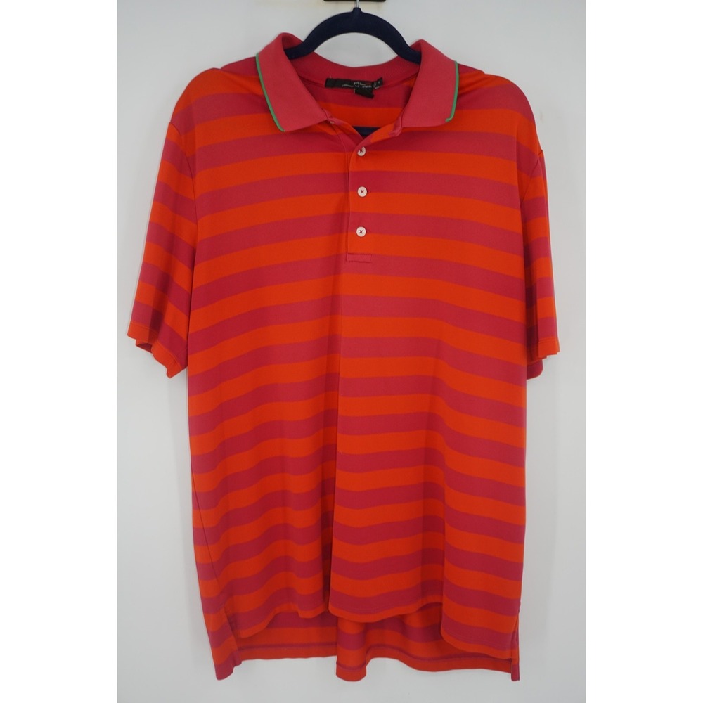 RLX Ralph Lauren Polo Shirt Red Stripe Golf Stretch Performance Men's‎ XL